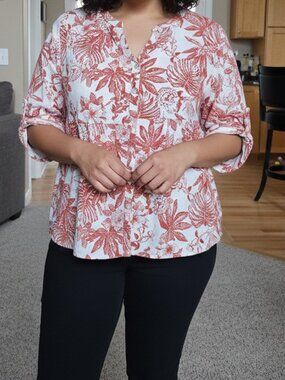 Panama Jack sz 2X floral / Hawaiian linen blend pullover tunic shirt